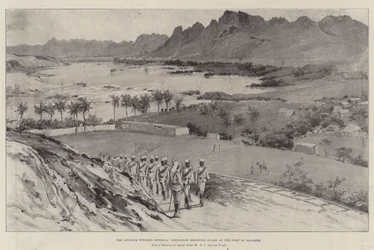 Der Vormarsch nach Dongola, sudanesische Wachablösung am Fort von Akasheh